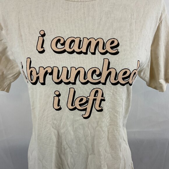 Wildfox Graphic T-Shirt M Cream I Came I Brunched I Left Salt Short Sleeve New - Picture 4 of 11